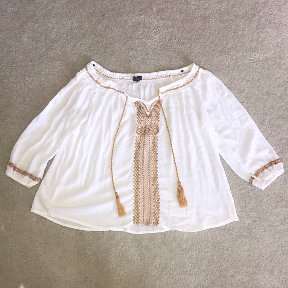 White Boho Chic Top with Tassels